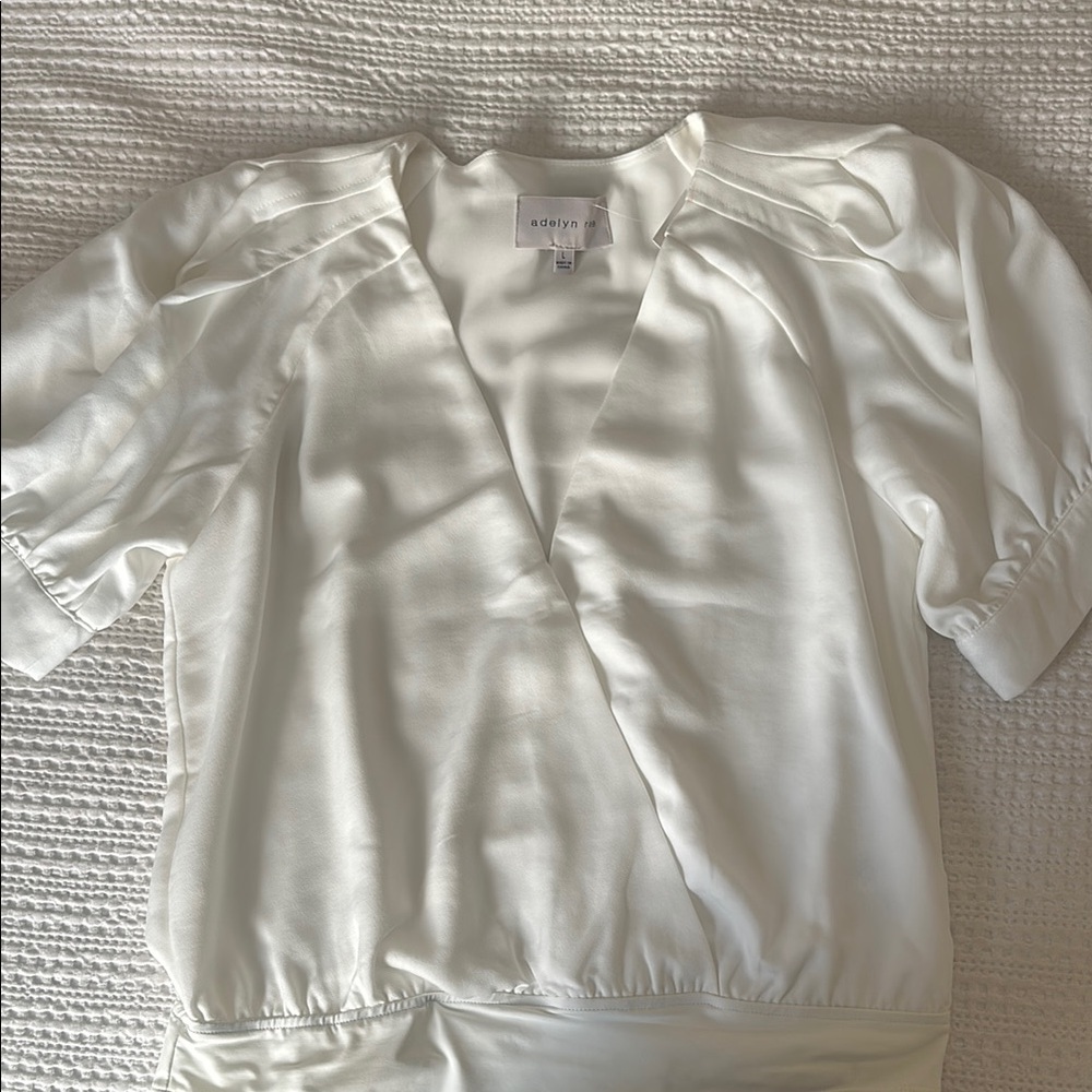 Adelyn Rae White Wrap Top